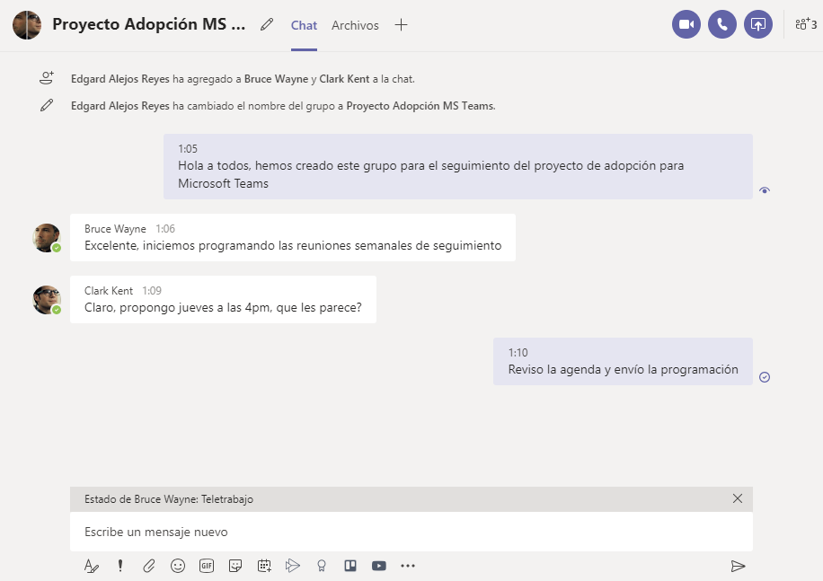 Microsoft Team, un chat para grupos de trabajo